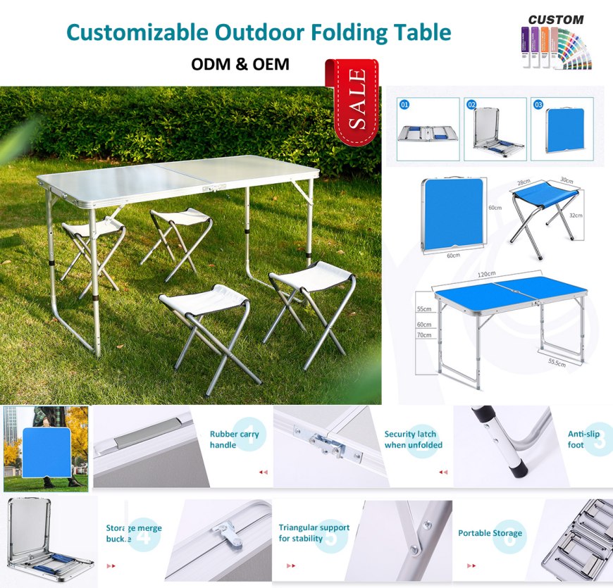 Set Meja Lipat Aluminium lan Kursi