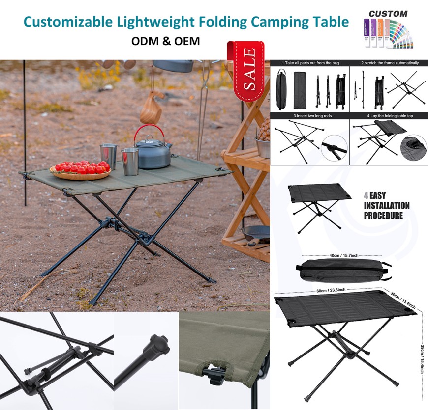 Washable Kain Compact Portable Camping Tabel
