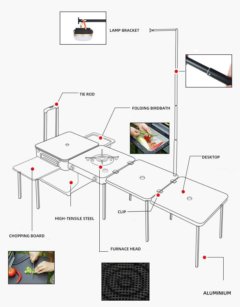 New Outdoor Cooking Station Multifunctional Integrated Box karo Wheels