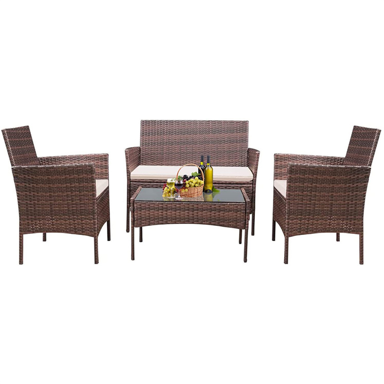4 PCS Set Perabot Teras Rotan