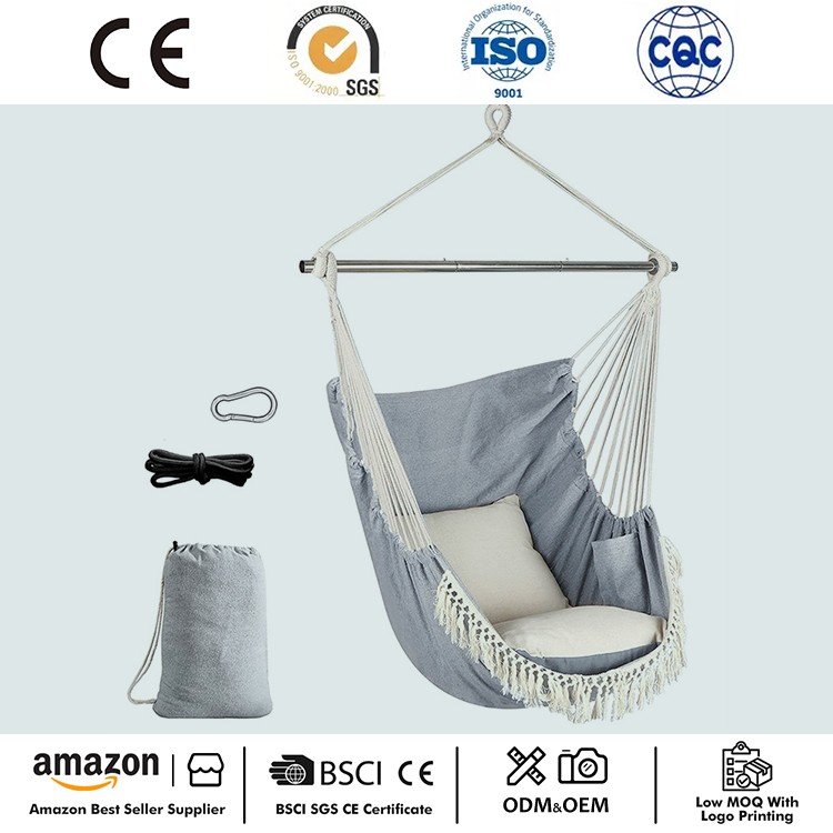 Kursi Gantung Macrame Portable karo Kanthong Sisih