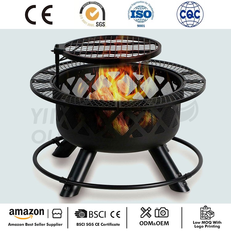 Kayu Burning Fire Pit kanggo Outdoor Grill